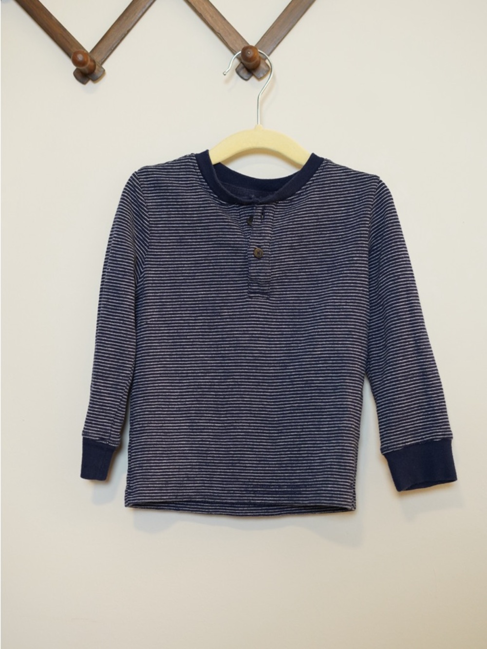 Janie and Jack Navy and White Striped Long-Sleeve Henley Size 2T
